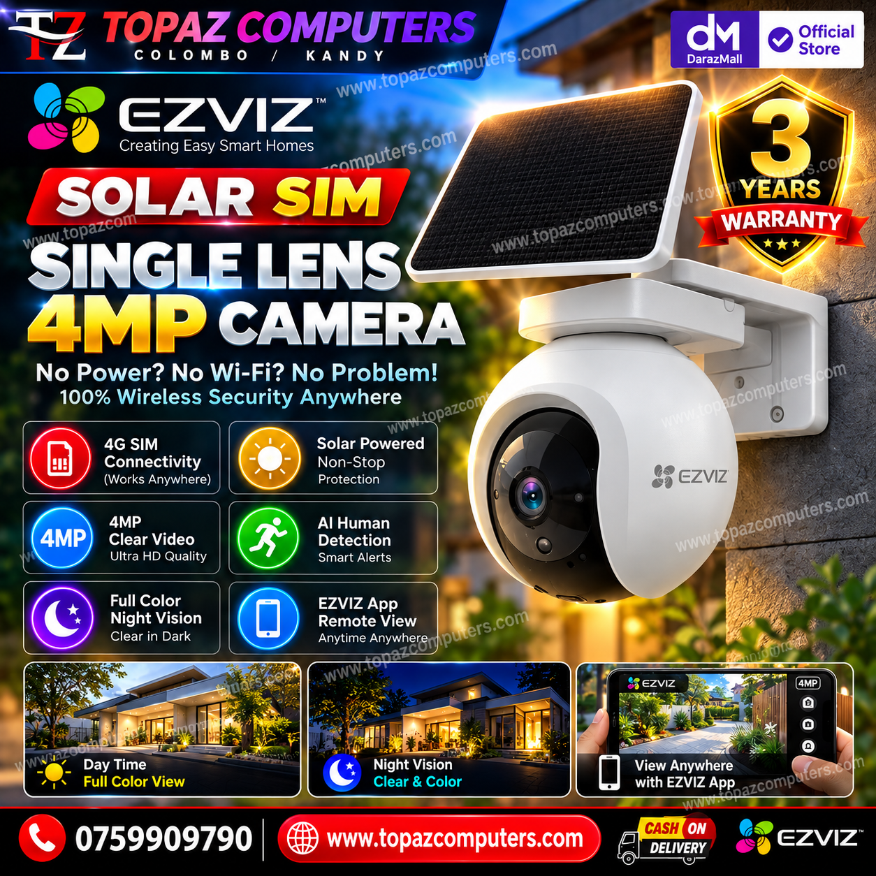 EZVIZ HB8 4G Solar Battery Camera Sri Lanka