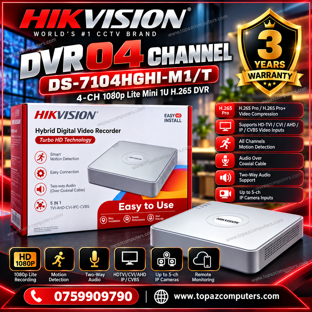 DVR 04 CHENNEL DS-7104HGHI-M1/T
