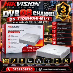 DVR 08 CHENNEL  HIKVISION  DUAL WAY AUDIO SUPPORT
DS-7108HGHI-M1/T