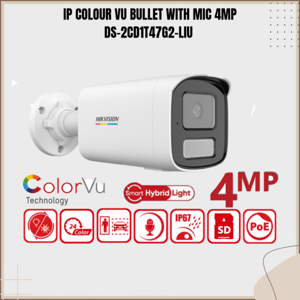 IP BULLET WITH MIC 4MP
DS-2CD1T47G2-LIU