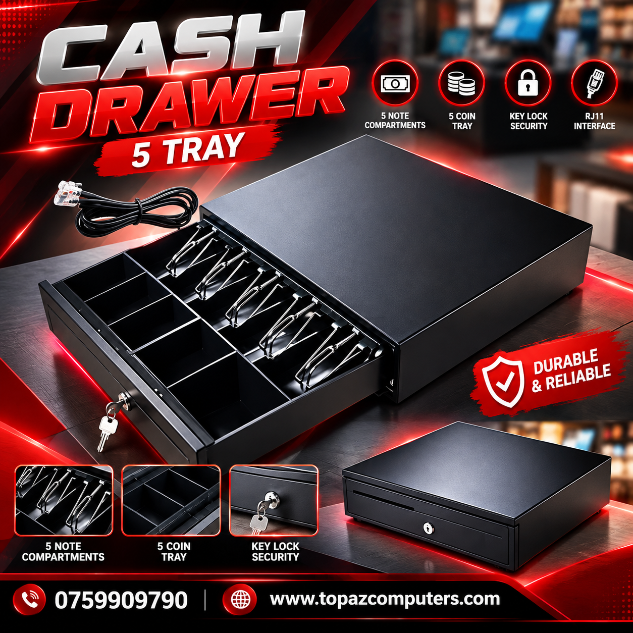 CASH DRAWER 5 TRAY