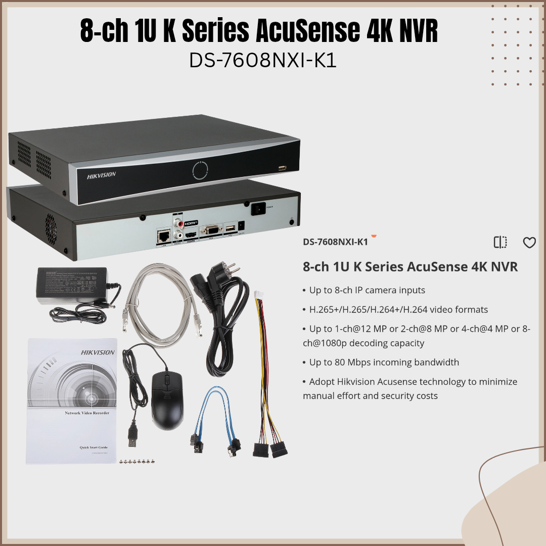 NVR 08 CHENNEL ACCUSENSE DS-7608NXI-K1