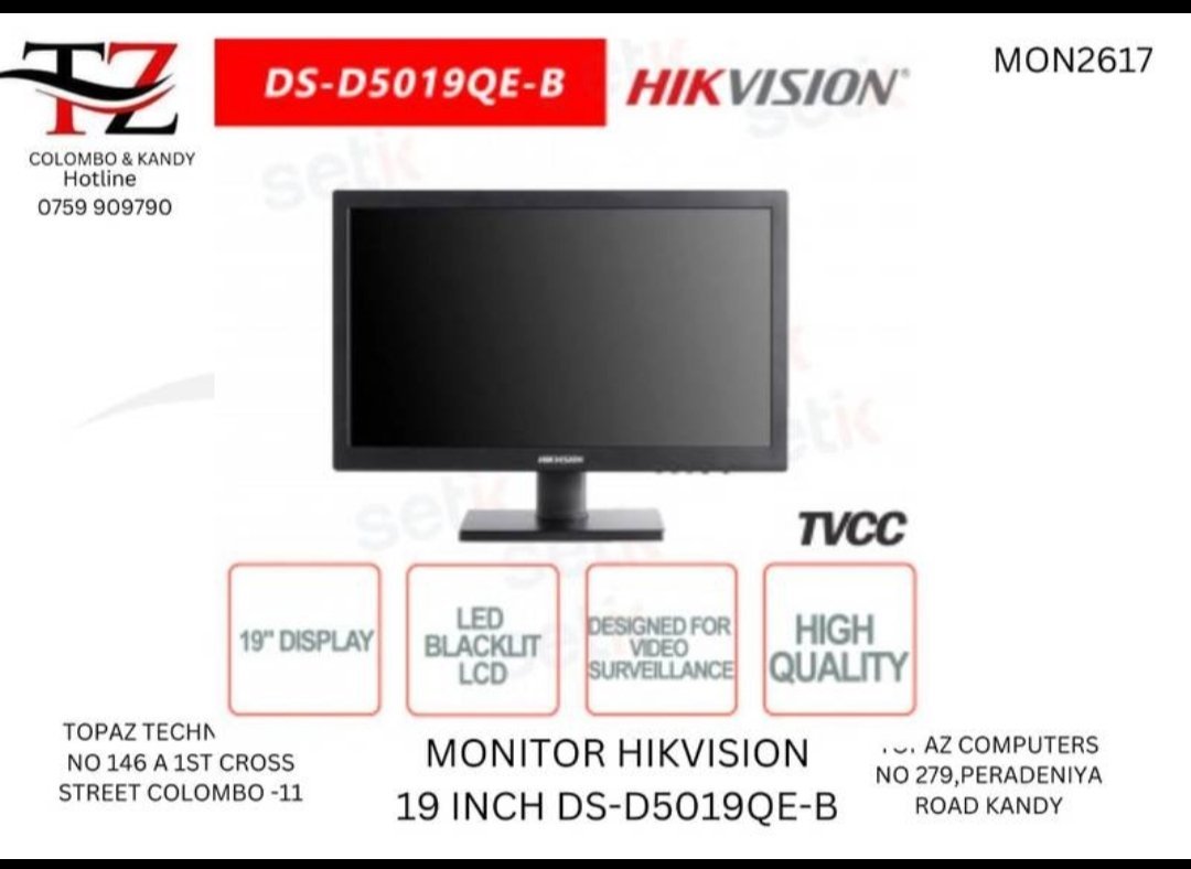 MONITOR HIKVISION 19 INCH 2YEAR WARRENTY