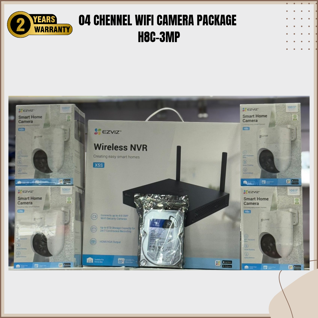 CCTV PACKAGE WIFI 4 SET H8C -OUTDOOR ROTATABLE 3MP
