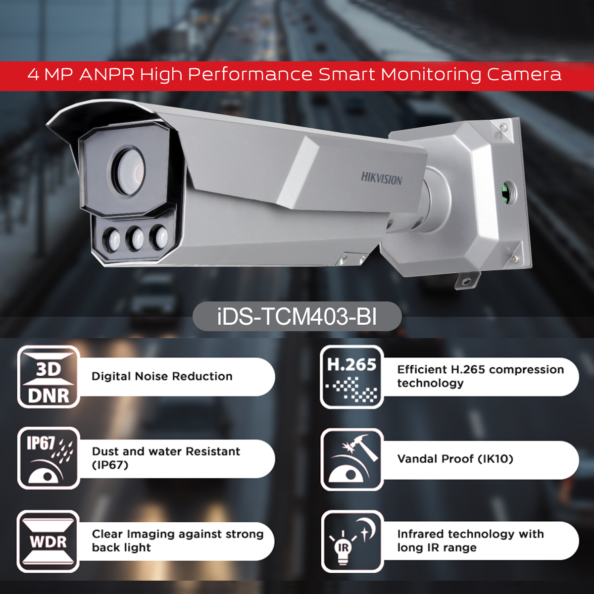 ANPR NUMBER PLATE HIGH PERFORMANCE CAMERA IDS-TCM403-B1 - Image 2