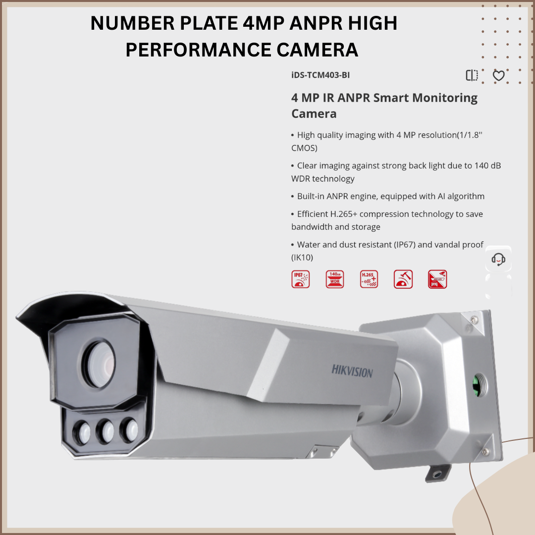 ANPR NUMBER PLATE HIGH PERFORMANCE CAMERA IDS-TCM403-B1