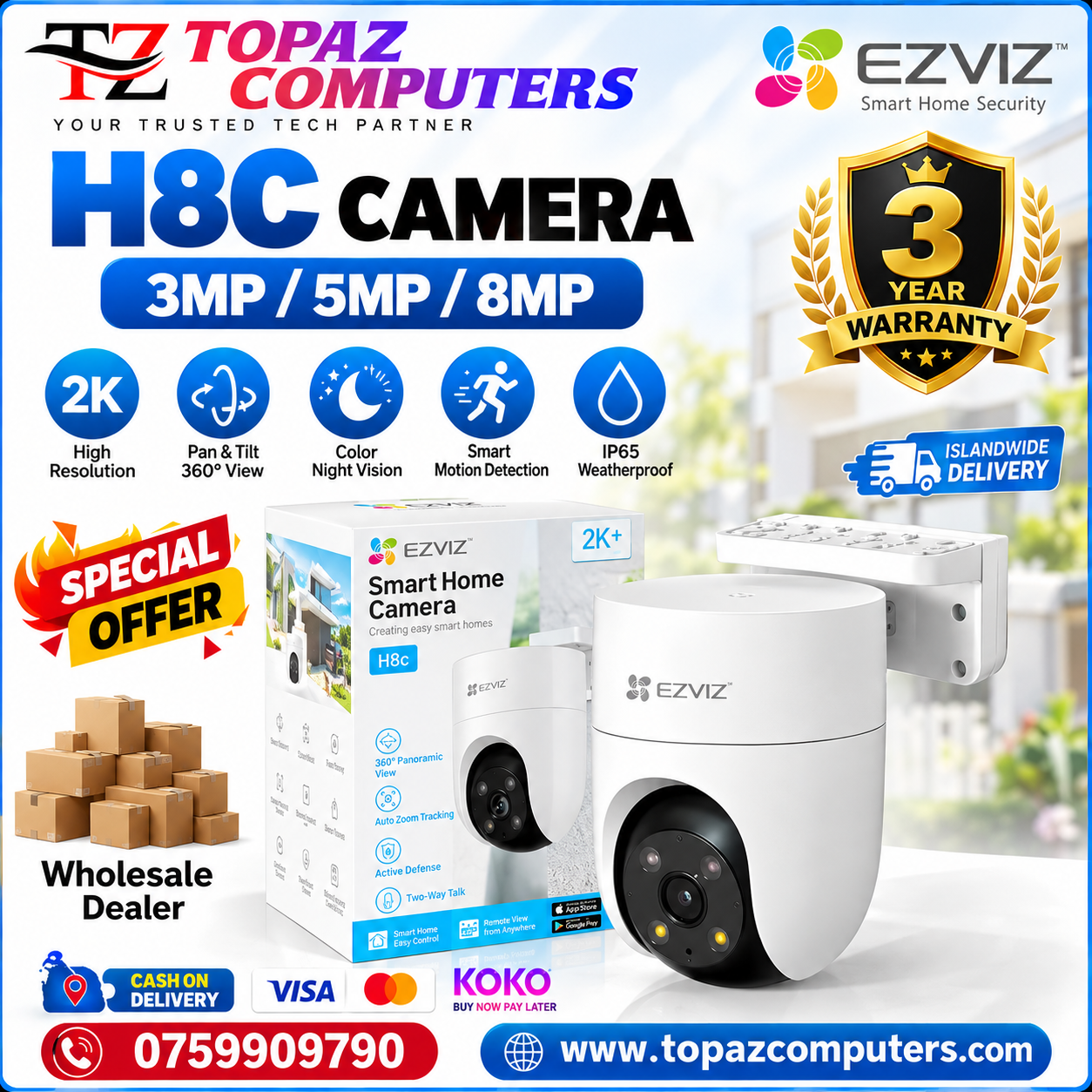 EZVIZ H8C Outdoor WiFi Camera 3MP/5MP/8MP Sri Lanka
