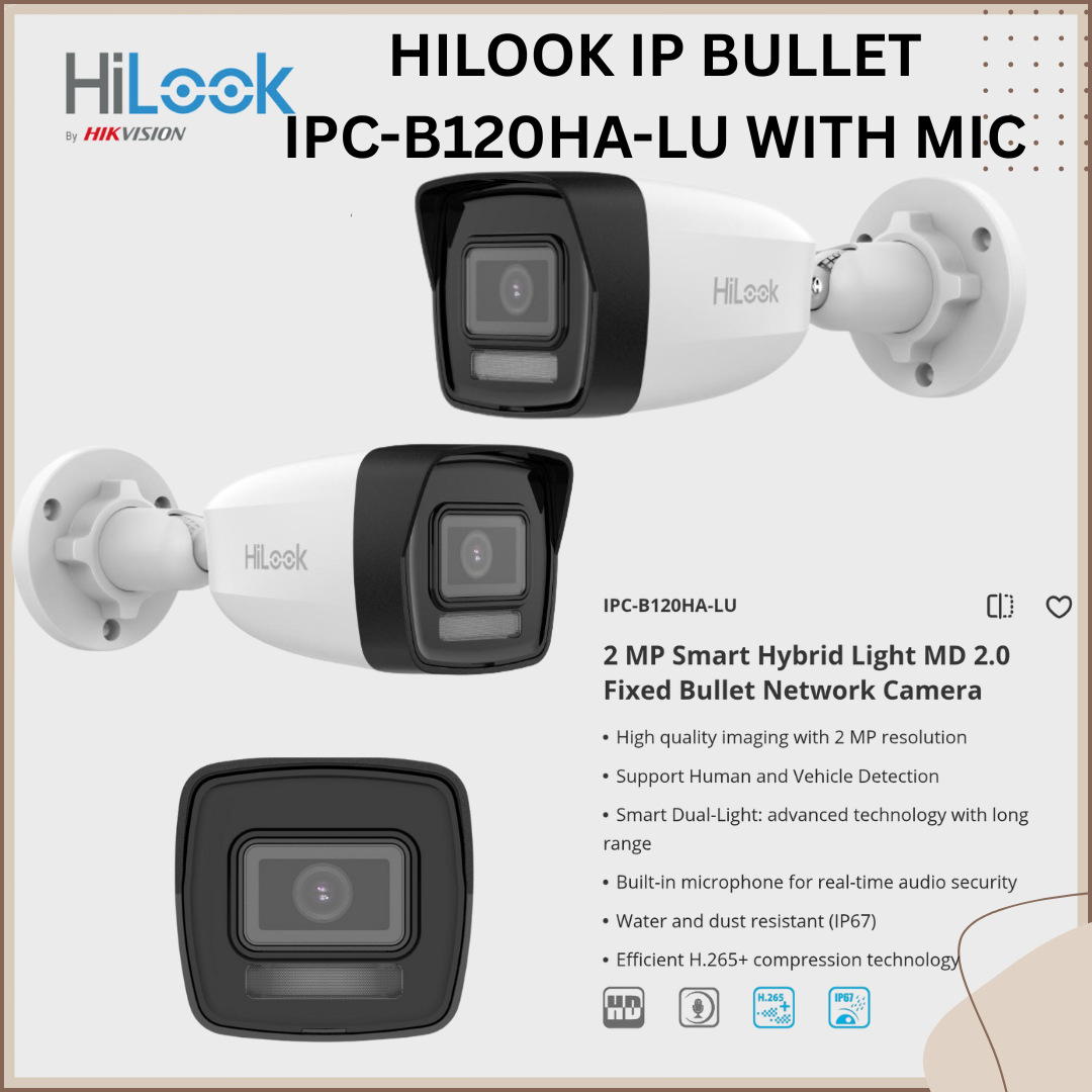 Hilook IP bullet with mic 
IPC-B120HA-LU