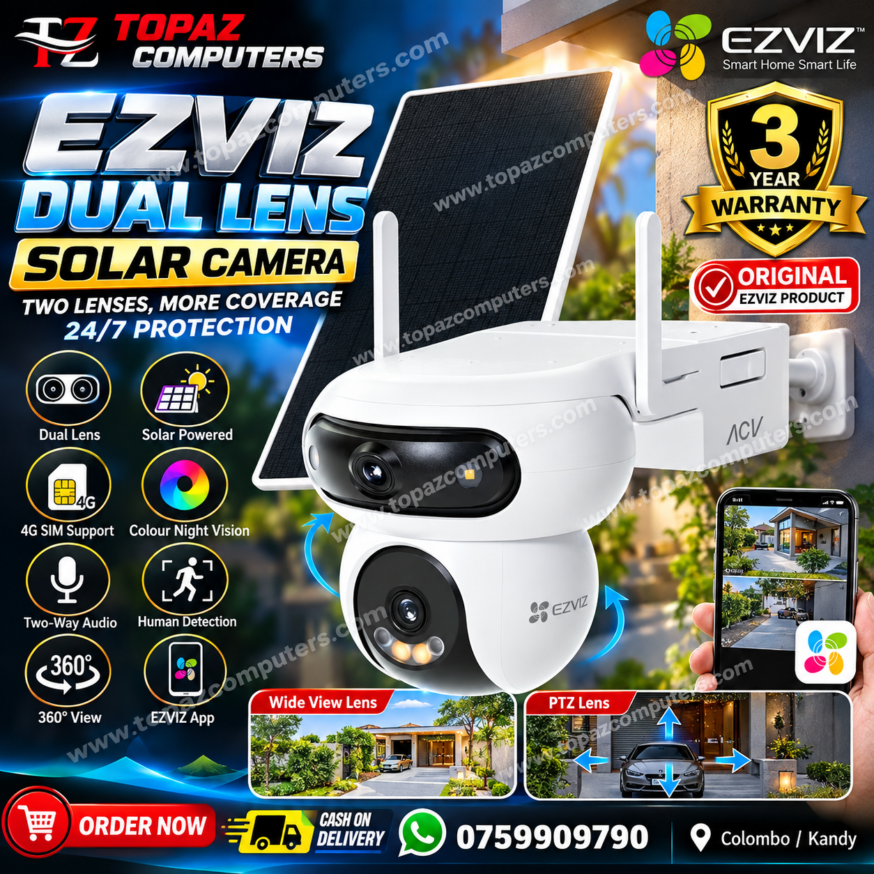 EZVIZ HB90 4G Dual Lens Solar Camera Sri Lanka