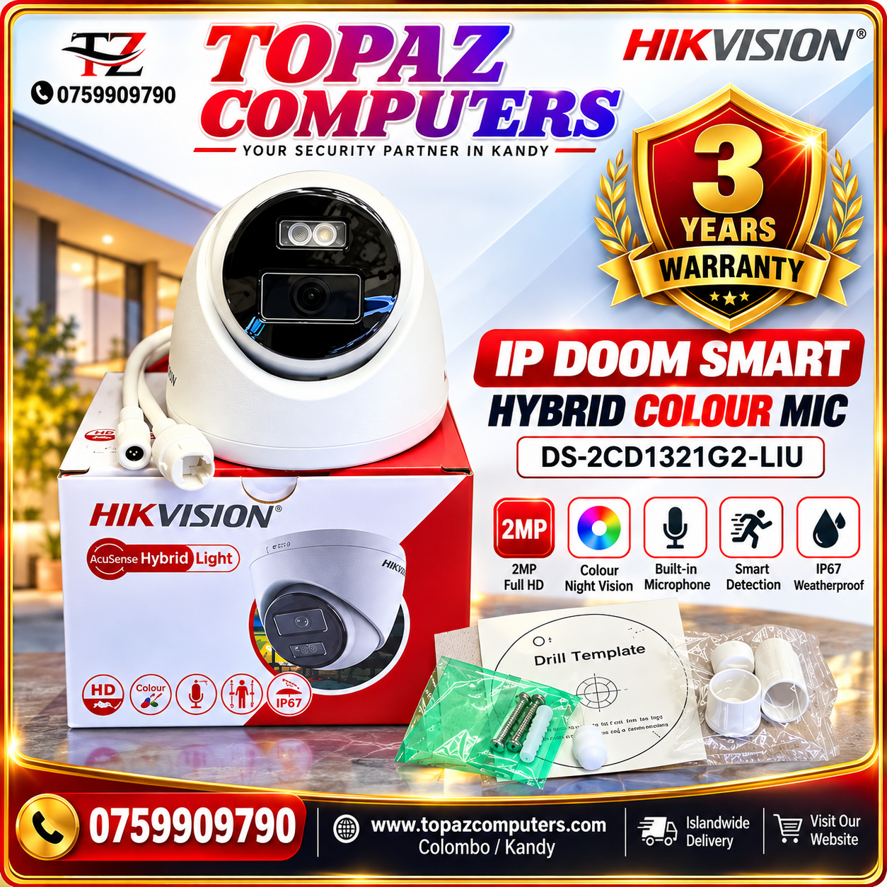 Hikvision IP Dome Camera DS-2CD1321G2-LIU