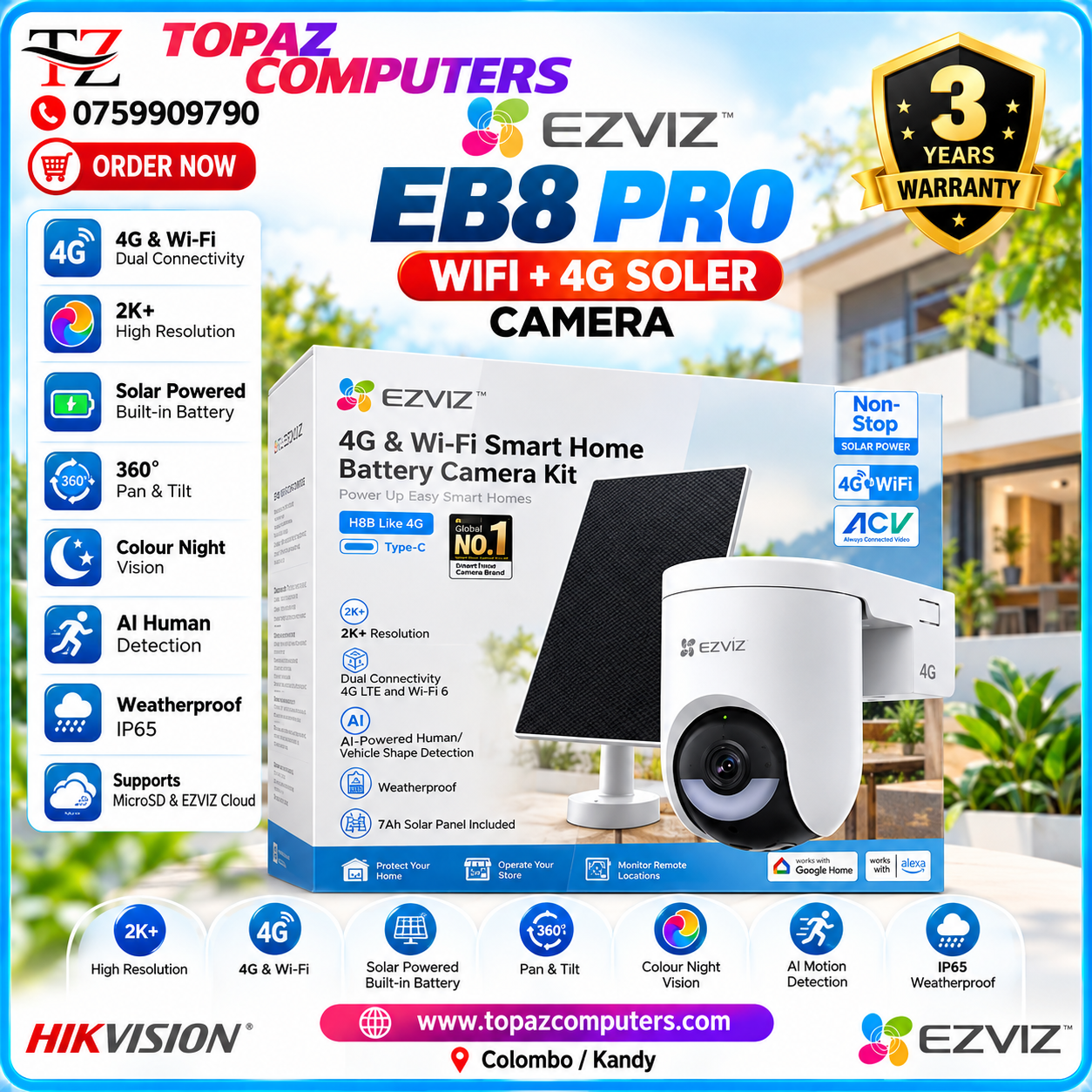 EZVIZ HB8 Pro Solar SIM + WiFi Camera Sri Lanka