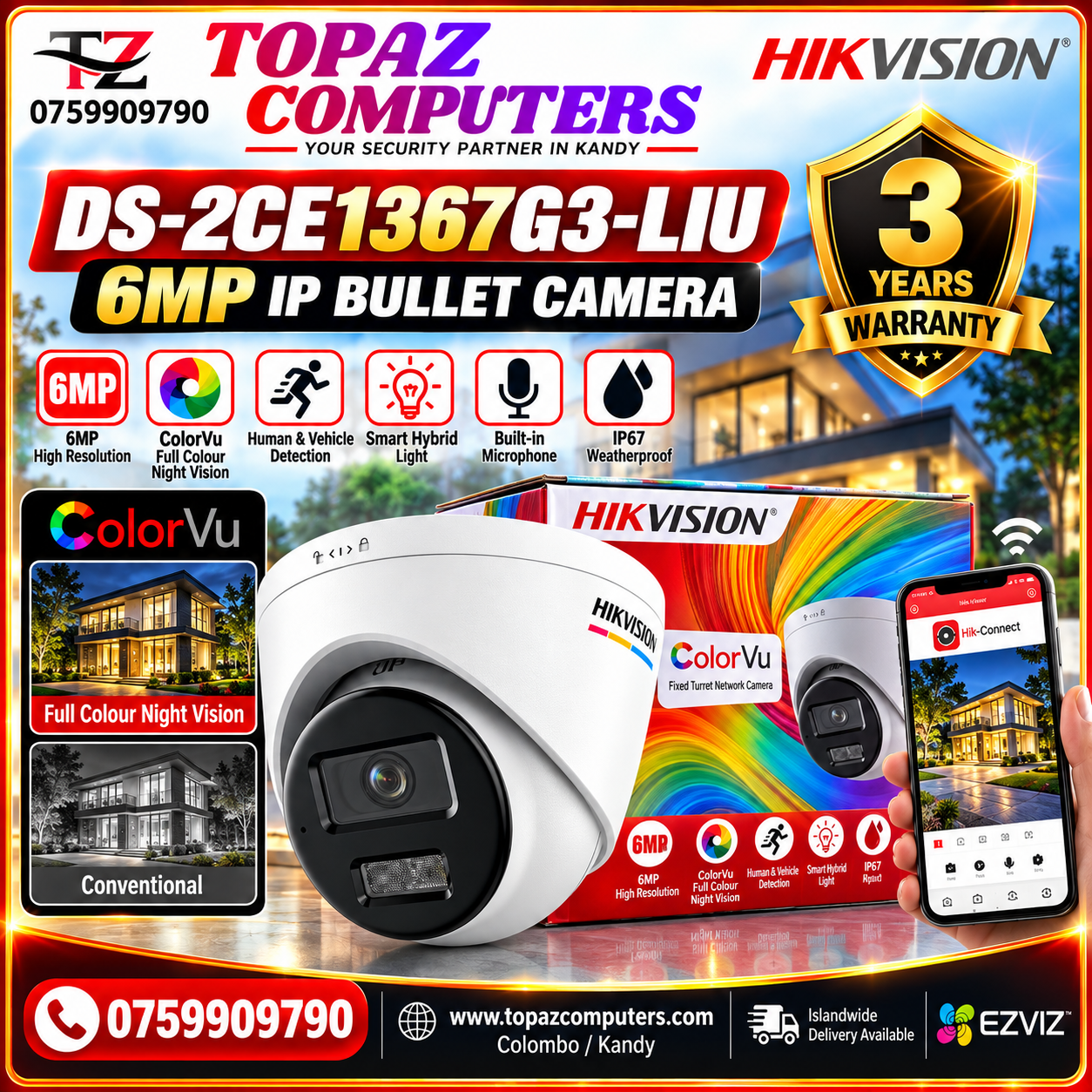 IP DOOM 6MP DS-2CD1367G3-LIU